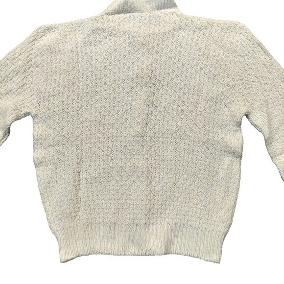 Vintage 1940s-1950s Ivory Cream Knit Long Sleeve Cardigan Sweater XXS - Picture 8 of 9